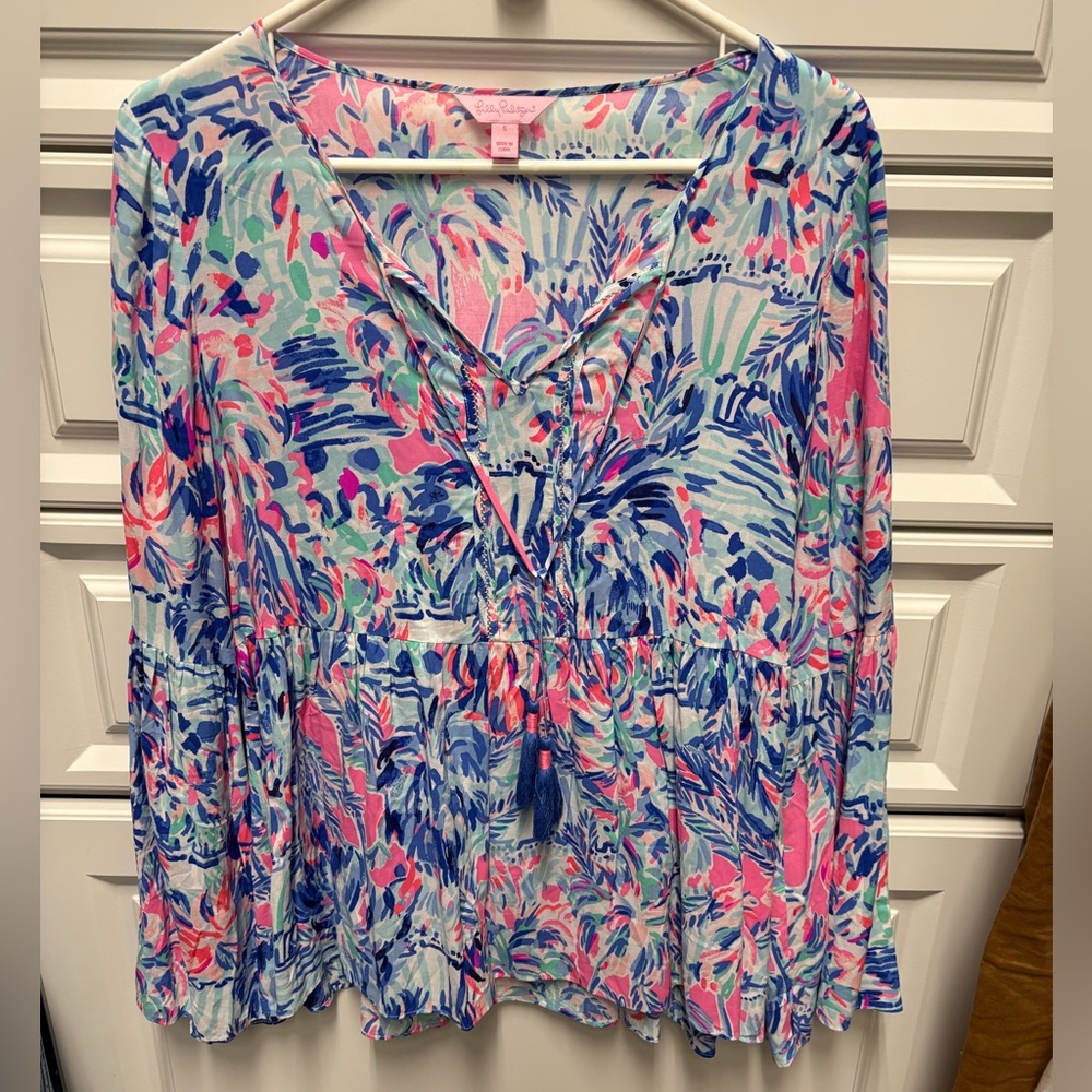 Lilly Pulitzer HTF cabana cocktail rayon blouse